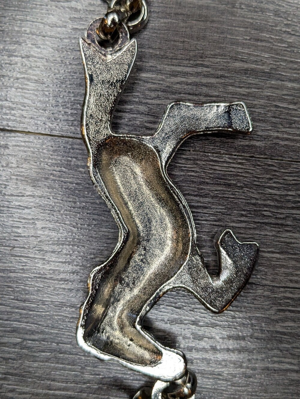 Vintage Silver Tone Horse Link Chain Belt Lion Charm Western Rodeo SZ 32-36" M/L - Picture 9 of 11